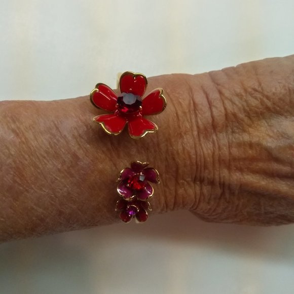 Kate Spade New Red Flower Hinged Bracelet - Picture 3 of 3
